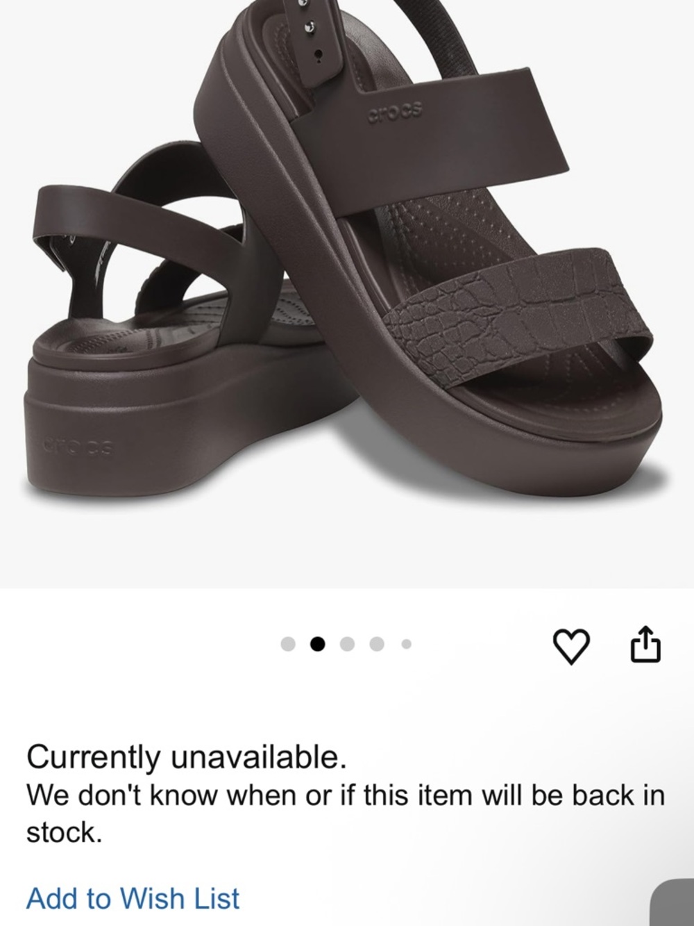 CROCS Brown Double-Strap Slingback Sandals - Picture 6 of 9